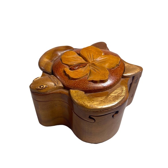 aloha wood art turtle puzzle Trinket Jewelry Box Design In Hawaii By Paul Le - Picture 2 of 16